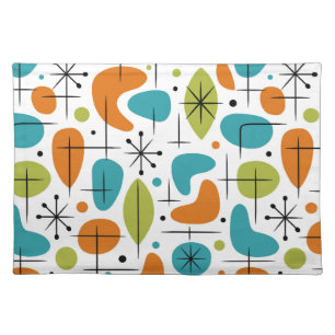 Mid Century Modern Starburst Pattern Cloth Placemat