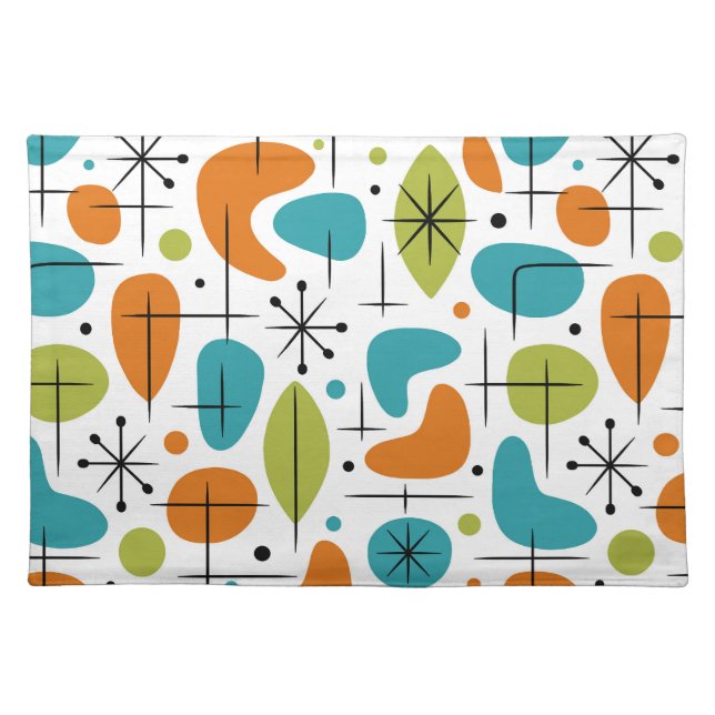 Mid Century Modern Starburst Pattern Cloth Placemat (Front)