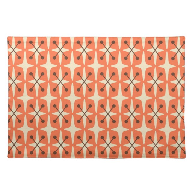 Mid Century Modern Starburst Pattern Cloth Placemat (Front)