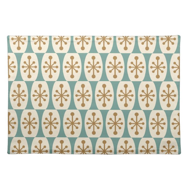 Mid Century Modern Starburst Pattern Cloth Placemat (Front)