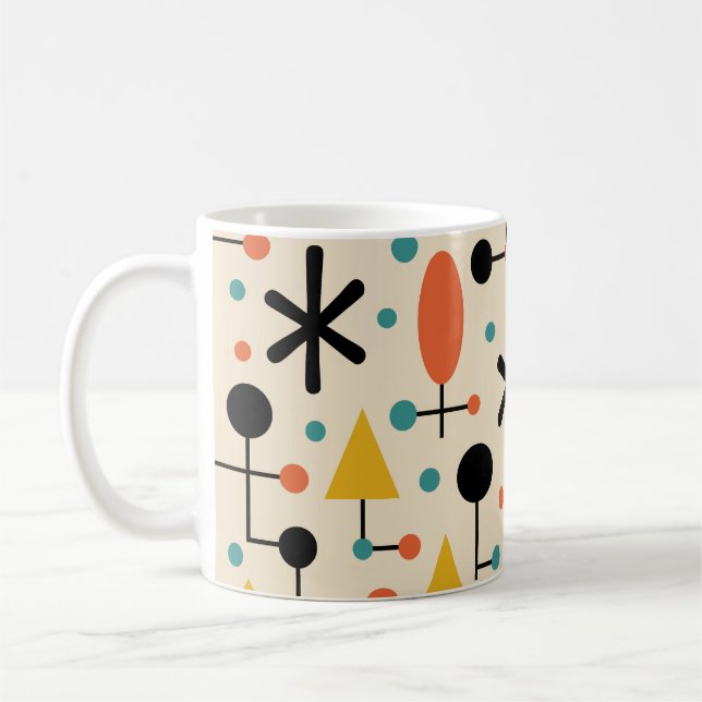 Mid Century Modern Starburst Pattern Coffee Mug (Left)