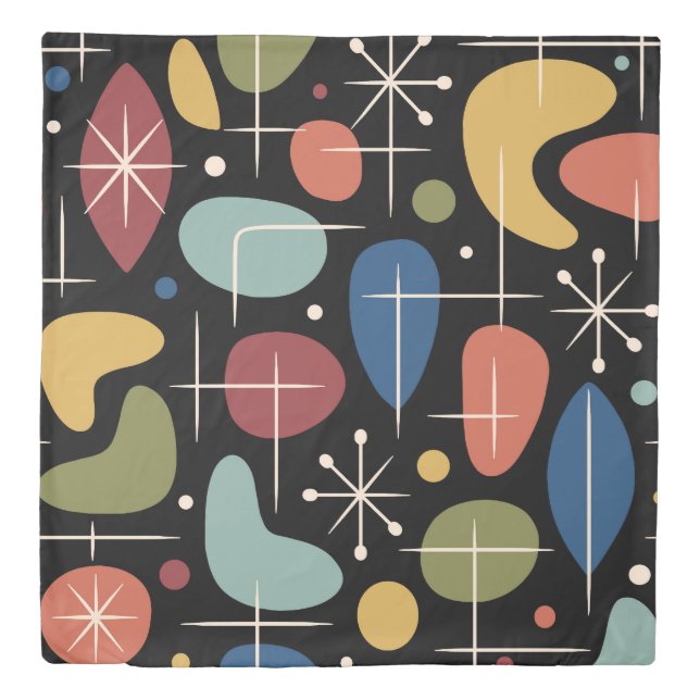 Mid Century Modern Starburst Pattern Duvet Cover (Front)