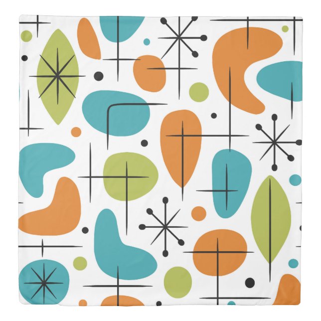 Mid Century Modern Starburst Pattern Duvet Cover (Front)