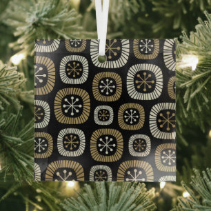 Mid Century Modern Starburst Pattern Glass Ornament