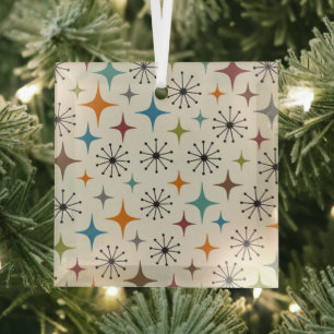 Mid Century Modern Starburst Pattern Glass Ornament