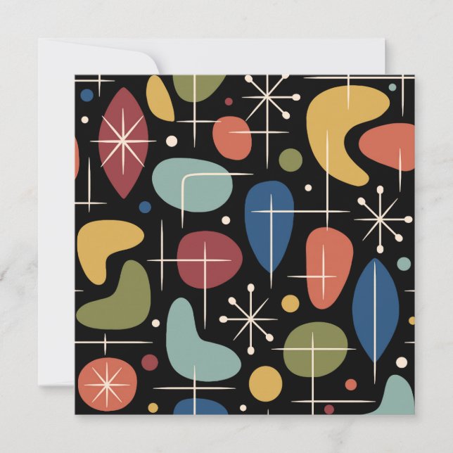 Mid Century Modern Starburst Pattern Invitation (Front)