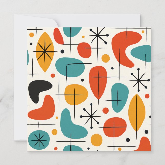 Mid Century Modern Starburst Pattern Invitation (Front)
