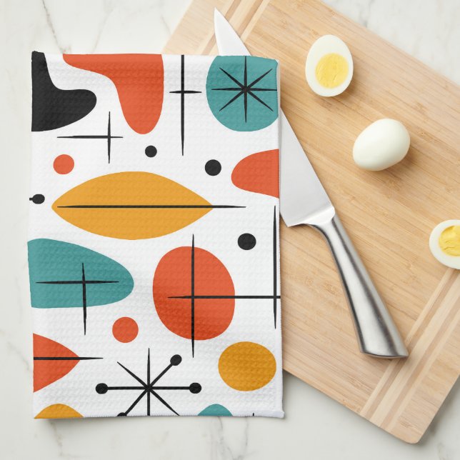 Mid Century Modern Starburst Pattern Kitchen Towel (Quarter Fold)