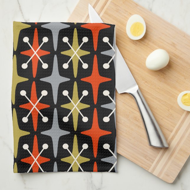 Mid Century Modern Starburst Pattern Kitchen Towel (Quarter Fold)