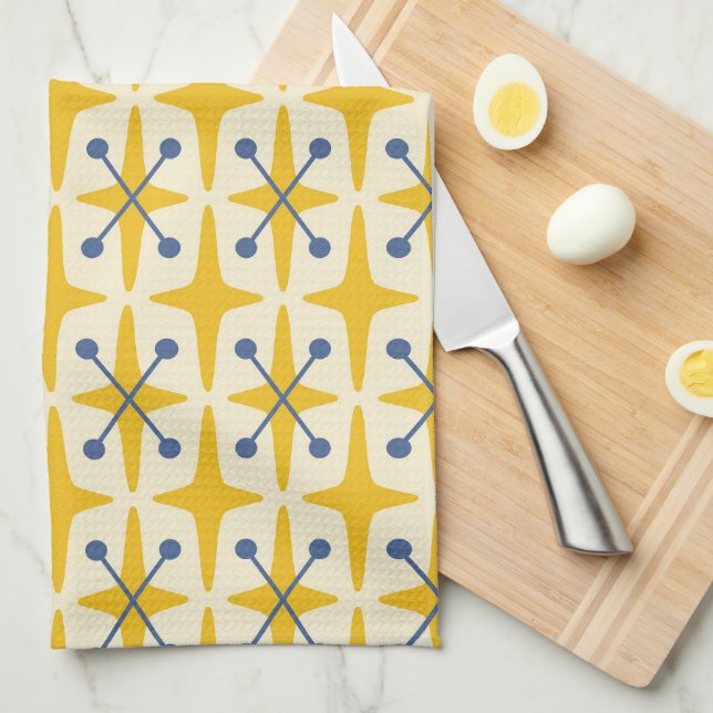 Mid Century Modern Starburst Pattern Kitchen Towel (Quarter Fold)