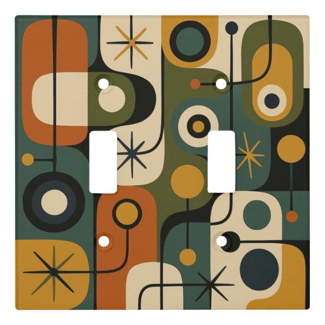 Mid Century Modern Starburst Pattern Light Switch Cover (Front)
