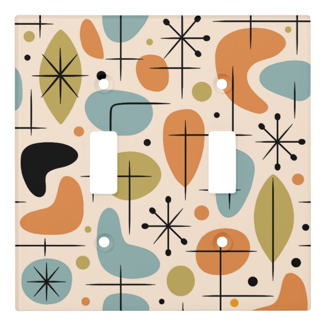 Mid Century Modern Starburst Pattern Light Switch Cover (Front)