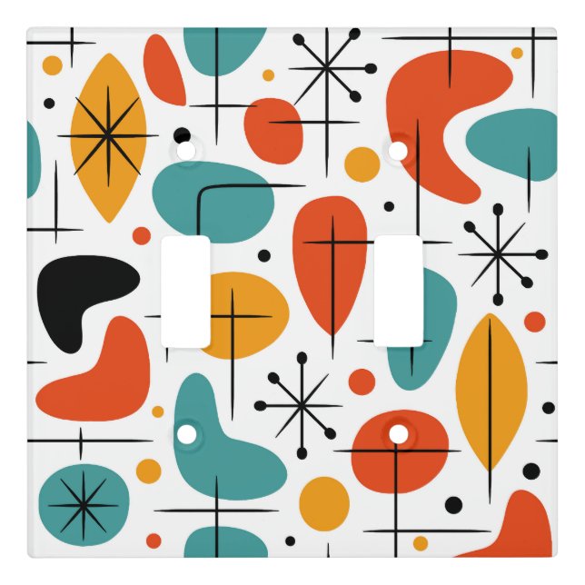 Mid Century Modern Starburst Pattern Light Switch Cover (Front)