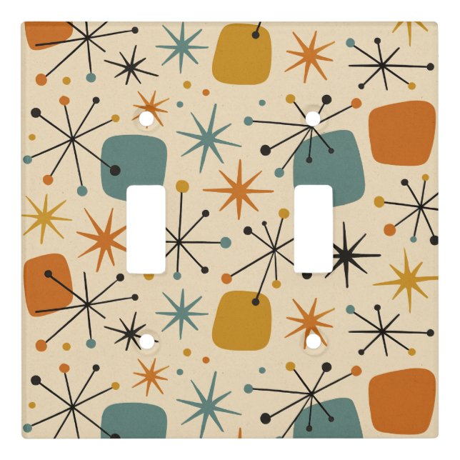 Mid Century Modern Starburst Pattern Light Switch Cover (Front)
