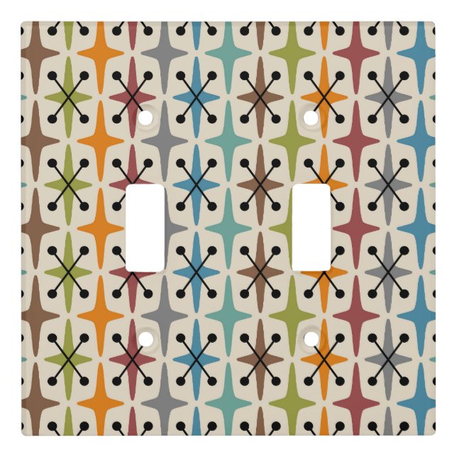 Mid Century Modern Starburst Pattern Light Switch Cover (Front)