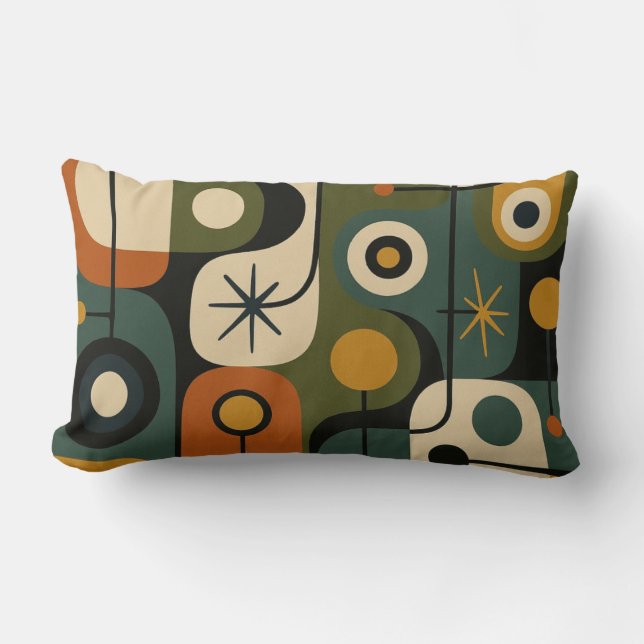 Mid Century Modern Starburst Pattern Lumbar Pillow (Front)