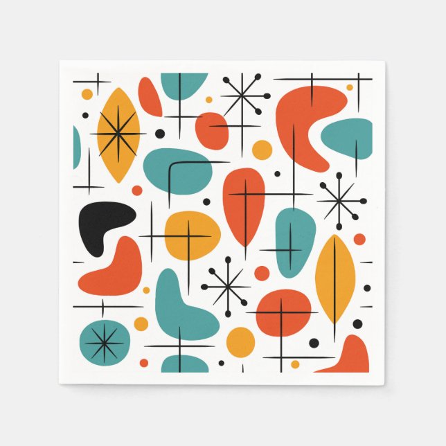 Mid Century Modern Starburst Pattern Napkins (Front)