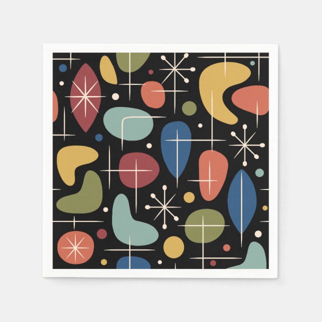 Mid Century Modern Starburst Pattern Napkins (Front)