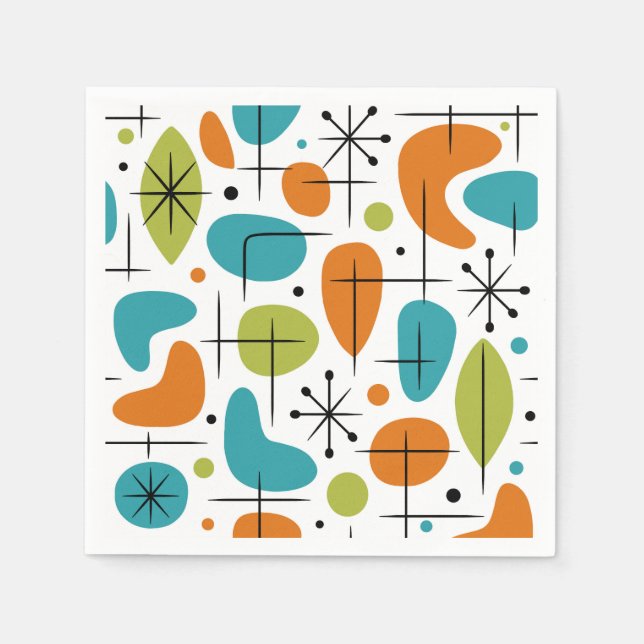 Mid Century Modern Starburst Pattern Napkins (Front)
