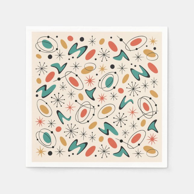 Mid Century Modern Starburst Pattern Napkins (Front)