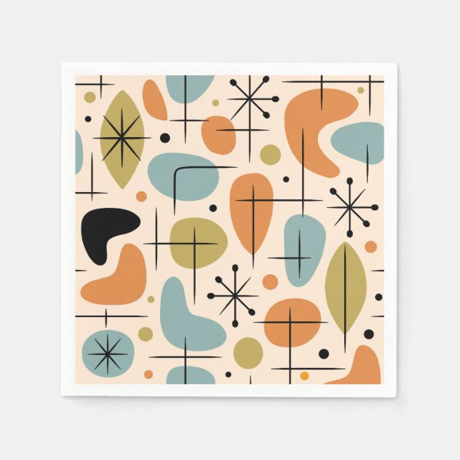 Mid Century Modern Starburst Pattern Napkins (Front)