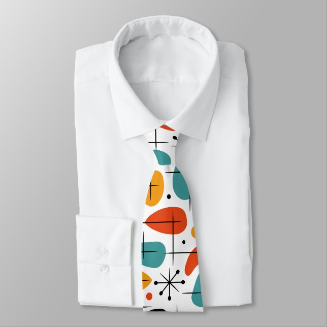 Mid Century Modern Starburst Pattern Neck Tie (Tied)