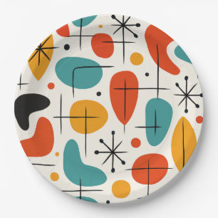 Mid Century Modern Starburst Pattern Paper Plates