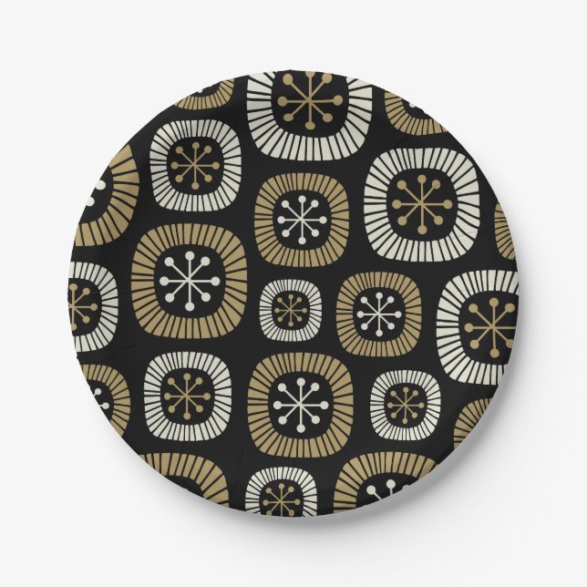 Mid Century Modern Starburst Pattern Paper Plates (Front)