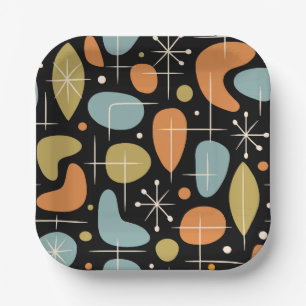 Mid Century Modern Starburst Pattern Paper Plates
