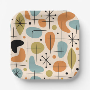 Mid Century Modern Starburst Pattern Paper Plates