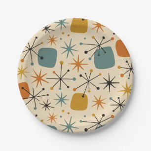 Mid Century Modern Starburst Pattern Paper Plates
