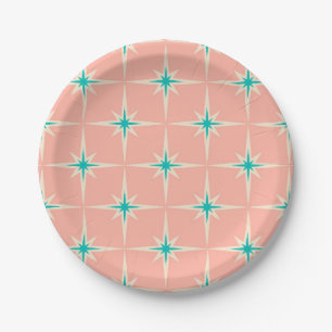 Mid Century Modern Starburst Pattern Paper Plates