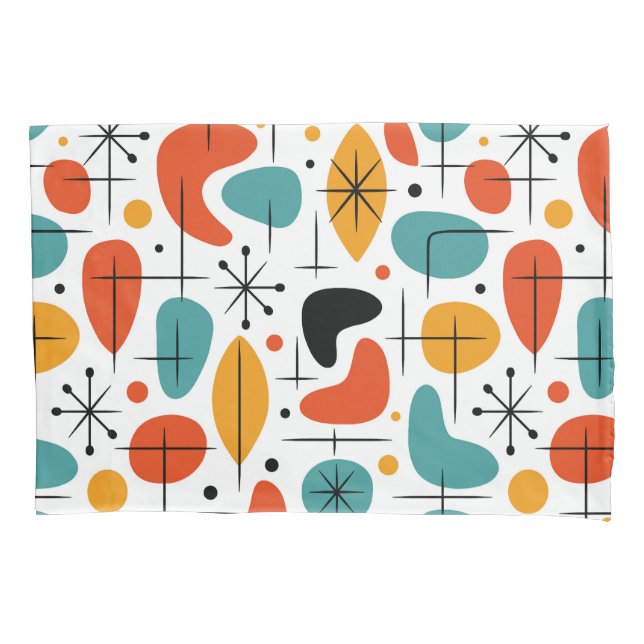 Mid Century Modern Starburst Pattern Pillow Case (Front-Left)
