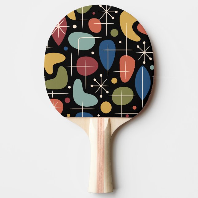 Mid Century Modern Starburst Pattern Ping Pong Paddle (Front)
