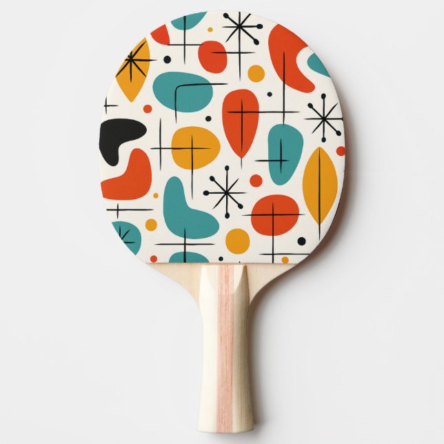Mid Century Modern Starburst Pattern Ping Pong Paddle (Front)