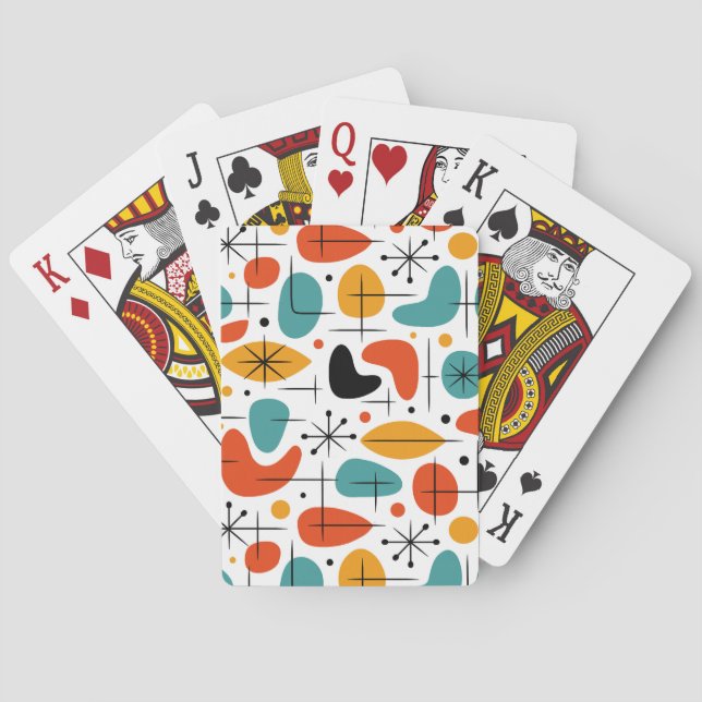 Mid Century Modern Starburst Pattern Poker Cards (Back)