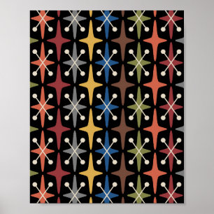 Mid Century Modern Starburst Pattern Poster