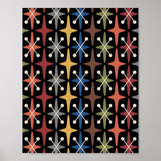 Mid Century Modern Starburst Pattern Poster (Front)