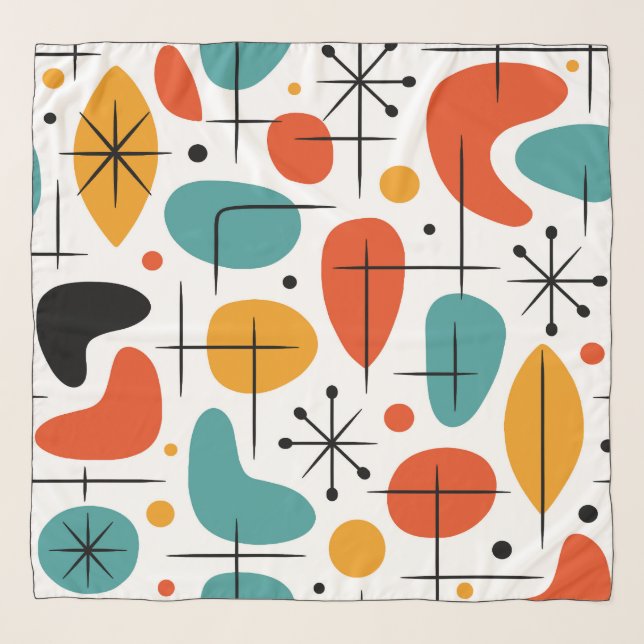 Mid Century Modern Starburst Pattern Scarf (Front)