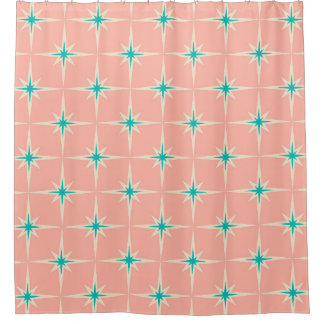 Mid Century Modern Starburst Pattern Shower Curtain