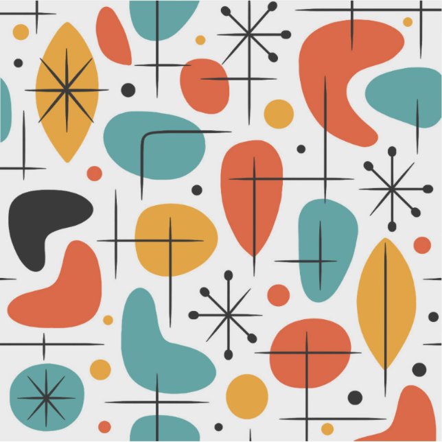 Mid Century Modern Starburst Pattern Sticker (Front)