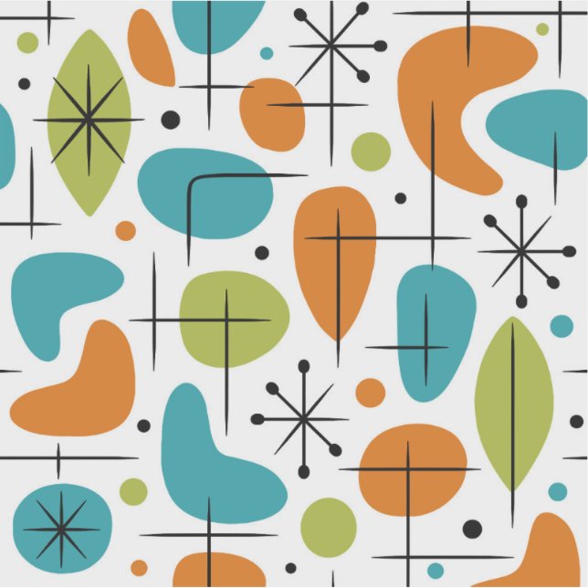 Mid Century Modern Starburst Pattern Sticker (Front)