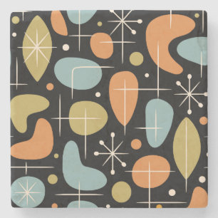 Mid Century Modern Starburst Pattern Stone Coaster