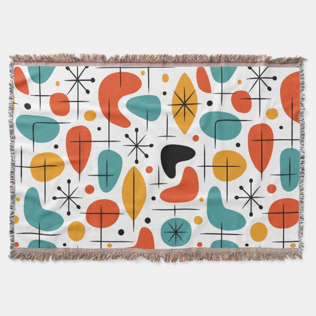 Mid Century Modern Starburst Pattern Throw Blanket (Front)