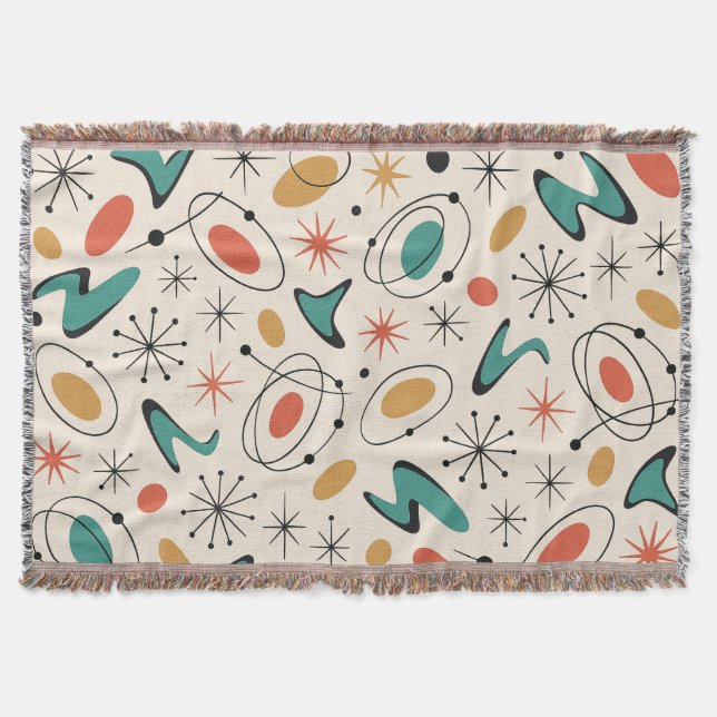 Mid Century Modern Starburst Pattern Throw Blanket (Front)