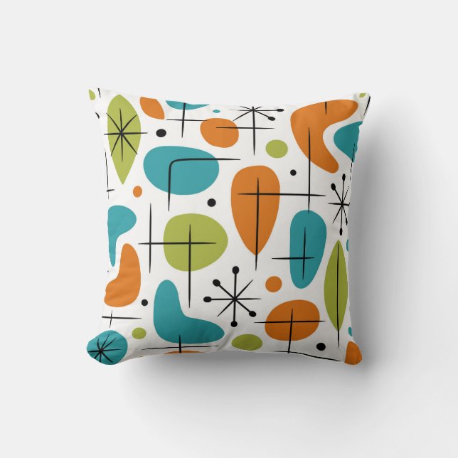 Mid Century Modern Starburst Pattern Throw Pillow (Front)