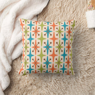 Mid Century Modern Starburst Pattern Throw Pillow