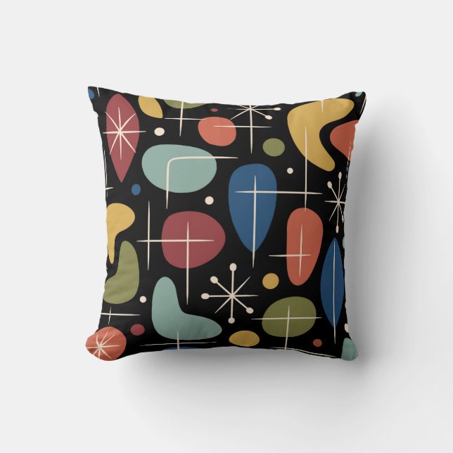 Mid Century Modern Starburst Pattern Throw Pillow (Front)