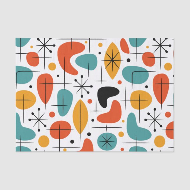 Mid Century Modern Starburst Pattern Tissue Paper (Front)