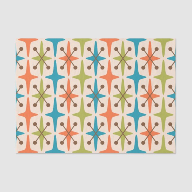Mid Century Modern Starburst Pattern Tissue Paper (Front)
